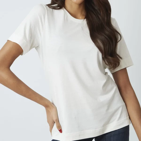pima-prima-pima-cotton-t-shirt-ivory-light-style1-womens-front-2 Women's 100% Pima Cotton T-Shirt Model 1 Lightweight